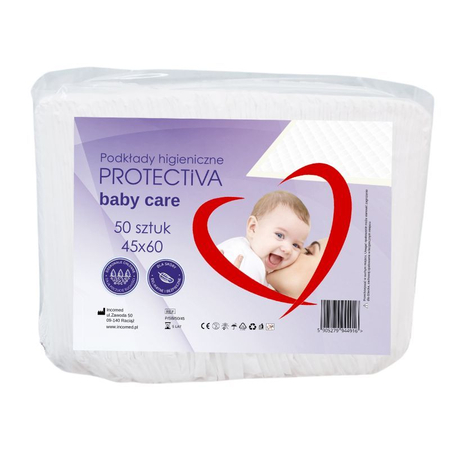 Podkłady higieniczne 45X60 50 sztuk Protectiva Baby Care